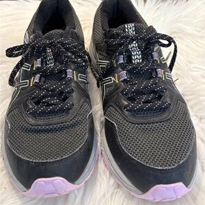 ASICS Women's Black and Lavender Athletic Shoes